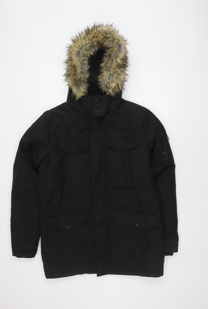 Threadbare Men's Black Parka Jacket S - Winter Essential