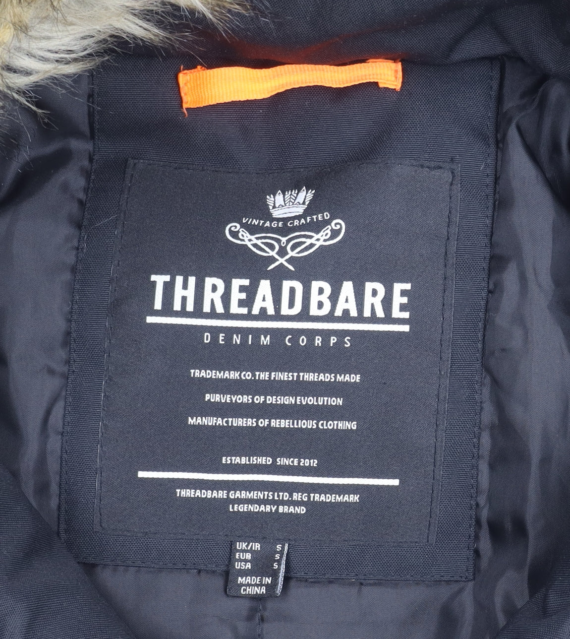 Threadbare Men's Black Parka Jacket S - Winter Essential