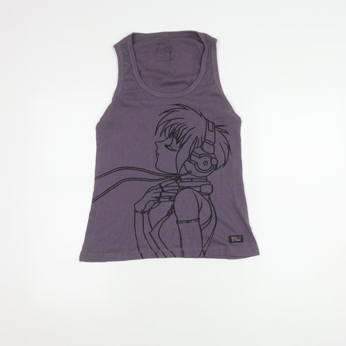 BIG STAR Purple Anime Tank Top - Size L, Casual Cotton