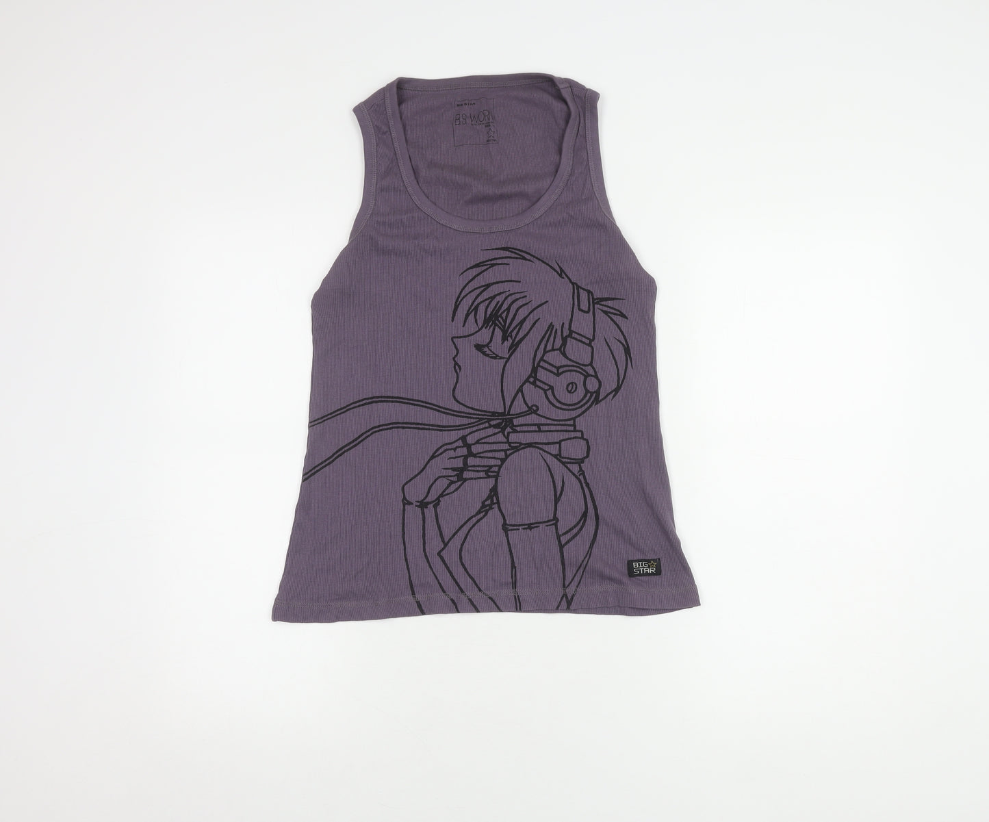 BIG STAR Purple Anime Tank Top - Size L, Casual Cotton