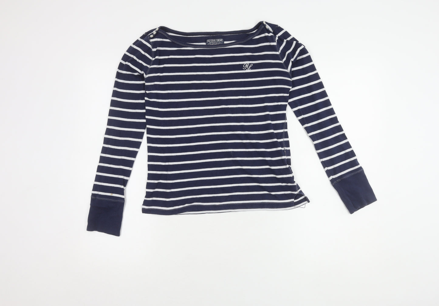 Ralph Lauren Women's Blue Striped T-Shirt Size M