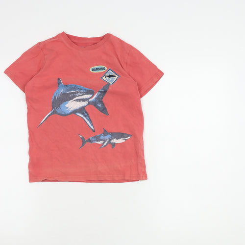 FatFace Boys Red Graphic Print Shark T-Shirt, Size 8-9 Years