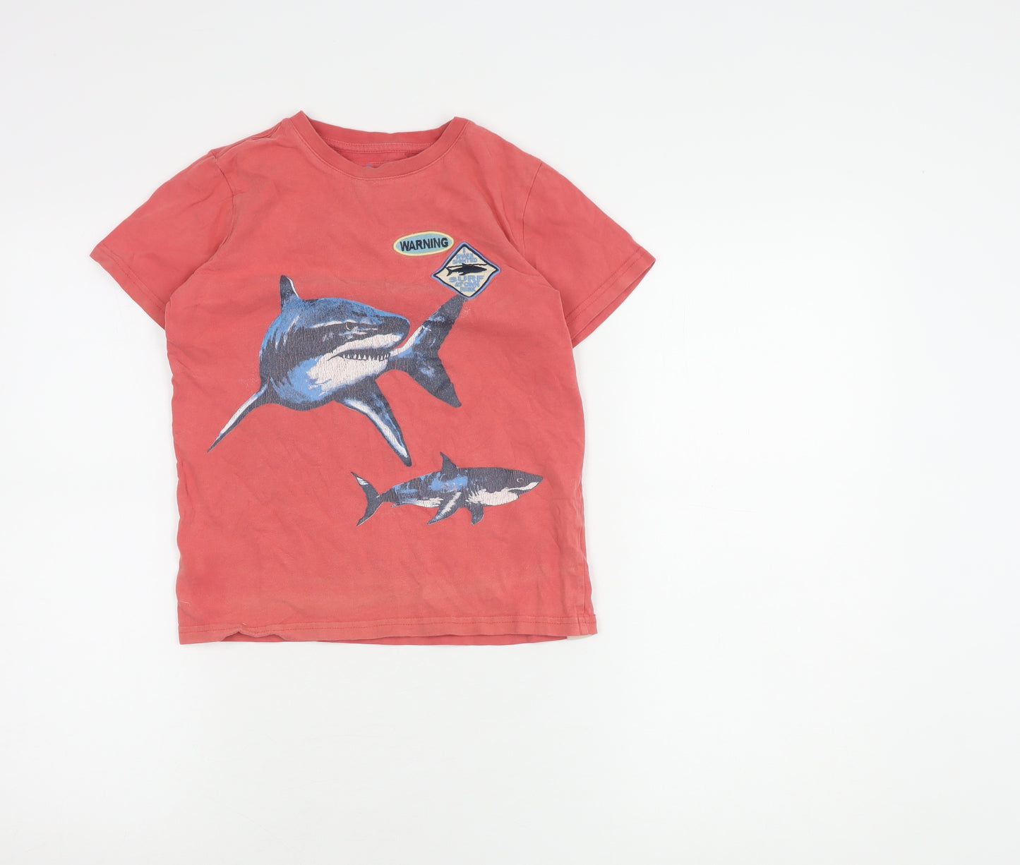 FatFace Boys Red Graphic Print Shark T-Shirt, Size 8-9 Years