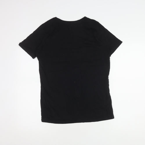 Disney Girls Black Elsa T-Shirt - Size 14 Graphic Short Sleeve