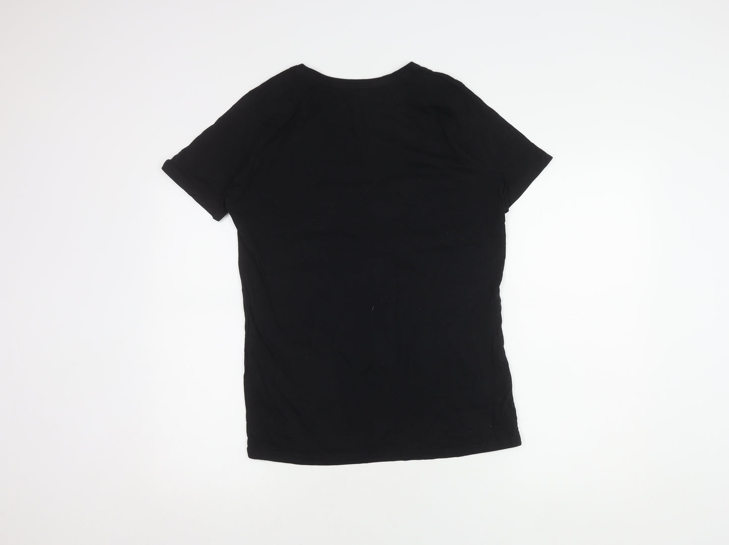 Disney Girls Black Elsa T-Shirt - Size 14 Graphic Short Sleeve