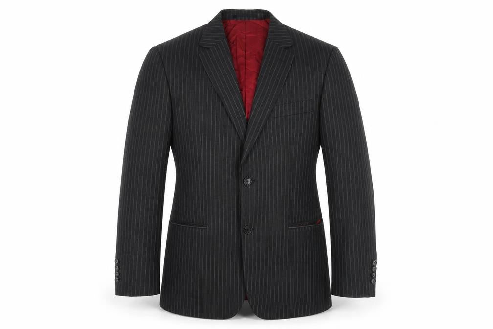 Front view of Austin Reed Men's Grey Striped Blazer, size 42R