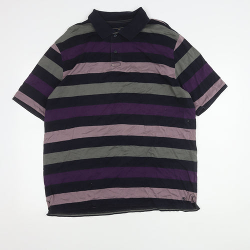Marks & Spencer Men's Purple Striped Polo L