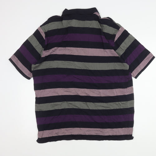 Marks & Spencer Men's Purple Striped Polo L