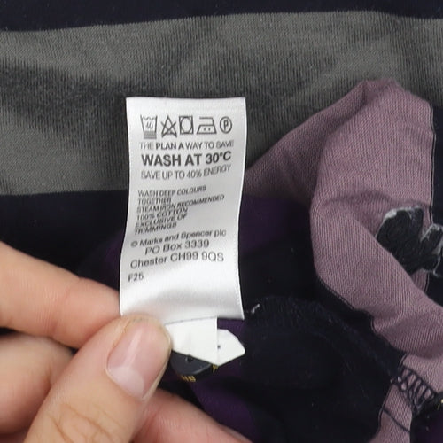 Marks & Spencer Men's Purple Striped Polo L