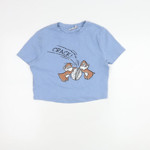 Disney Blue Cropped T-Shirt for Unisex Kids - Size 14+