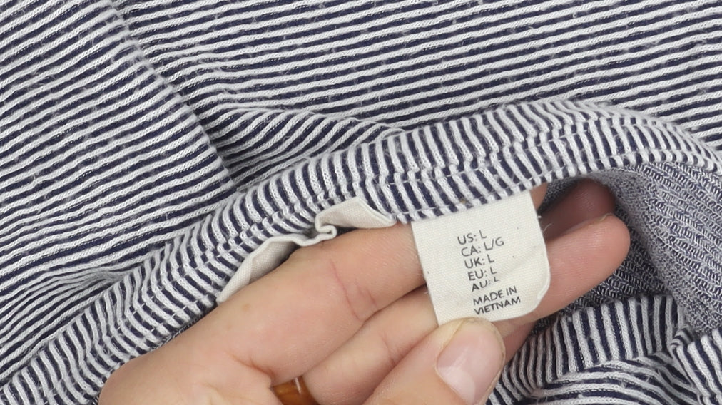 Christian Siriano Women's Blue Striped T-Shirt L