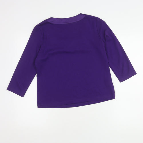 CC Petite Women Purple Round Neck 3/4 Sleeve Top