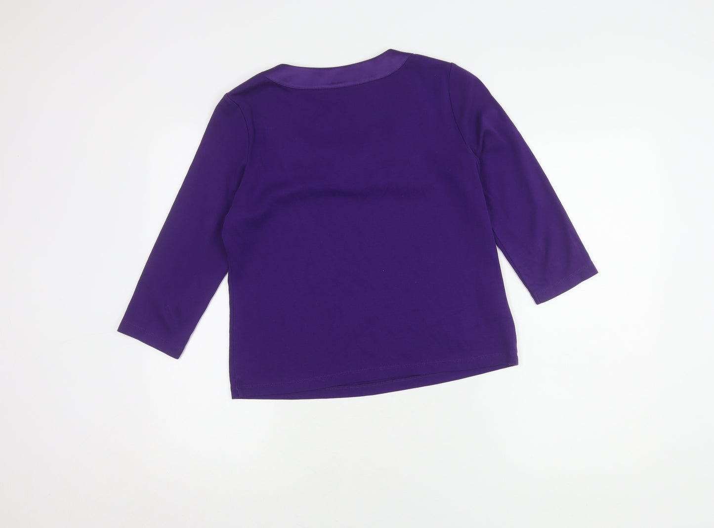 CC Petite Women Purple Round Neck 3/4 Sleeve Top