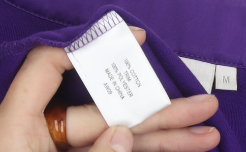 CC Petite Women Purple Round Neck 3/4 Sleeve Top