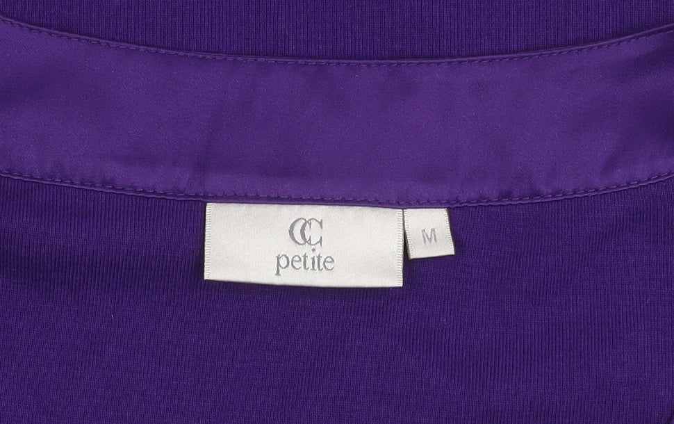 CC Petite Women Purple Round Neck 3/4 Sleeve Top