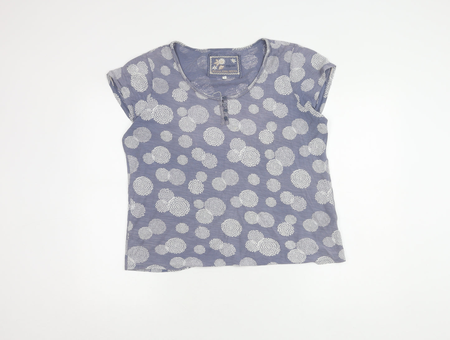 Rocha John Rocha Blue Floral Henley T-Shirt Size 16