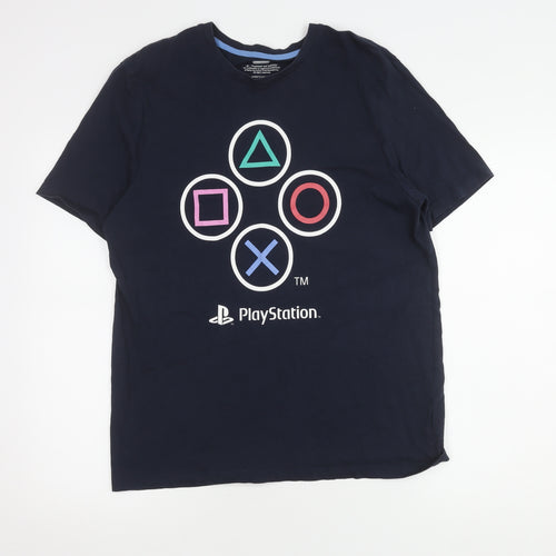 PlayStation Men's Blue L Graphic T-Shirt, Gamer Style