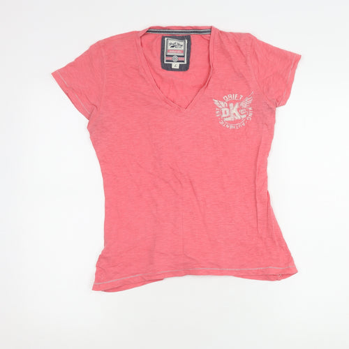 Drift King Women's Pink V-Neck T-Shirt L Casual