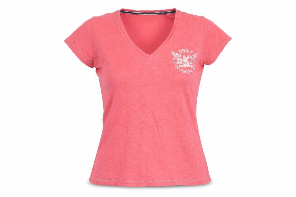 Drift King Women's Pink V-Neck T-Shirt L Casual