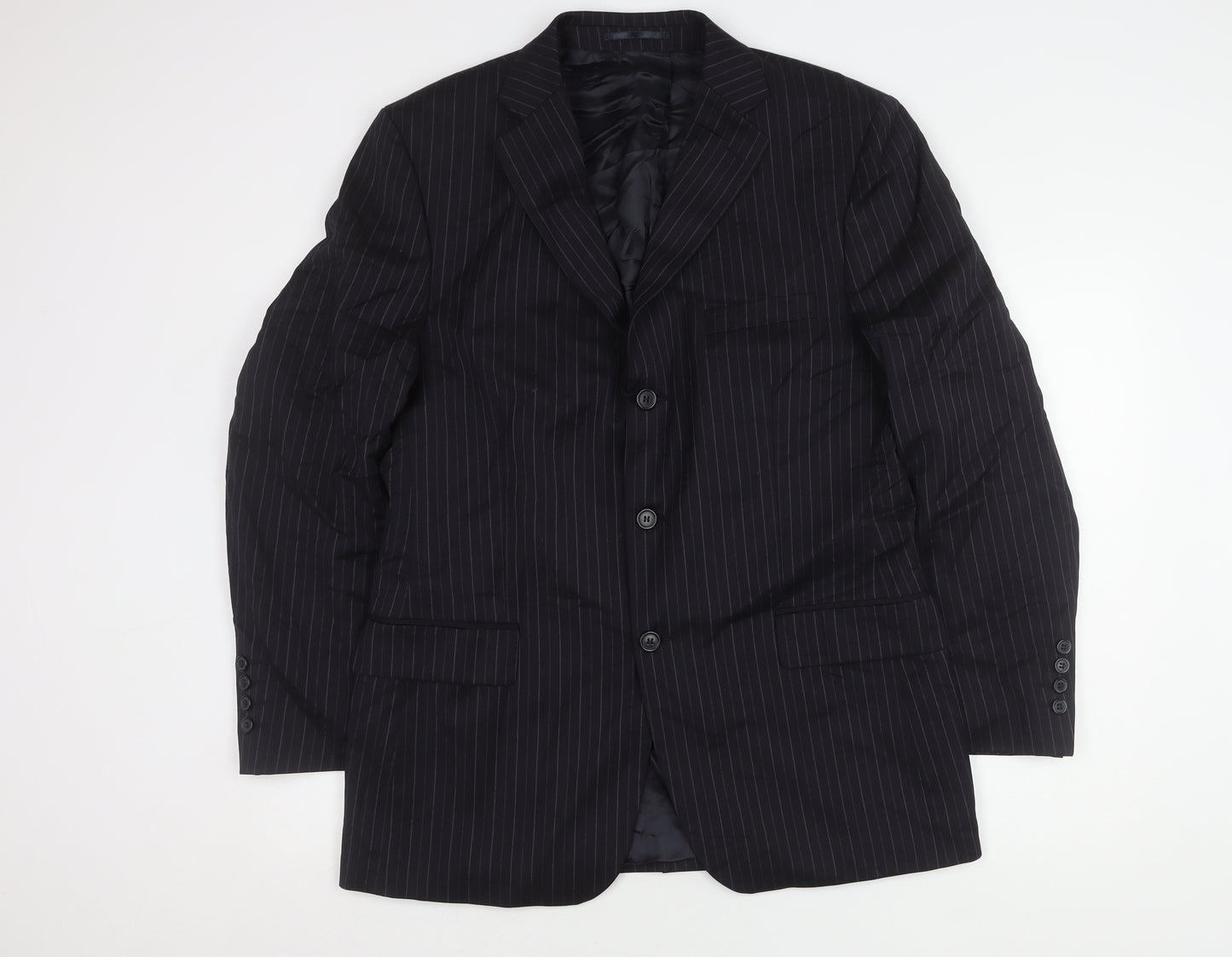 Jaeger Men's Blue Pinstripe Blazer 42R Regular Fit