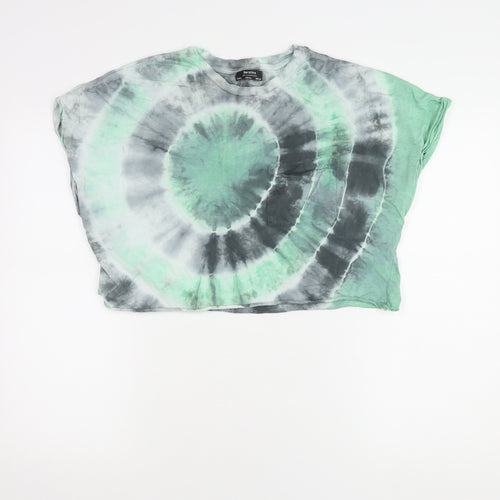 Bershka Women's Tie-Dye T-Shirt Green L