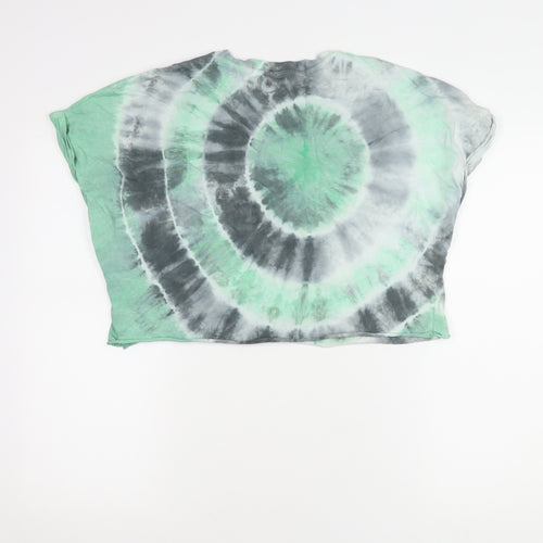 Bershka Women's Tie-Dye T-Shirt Green L