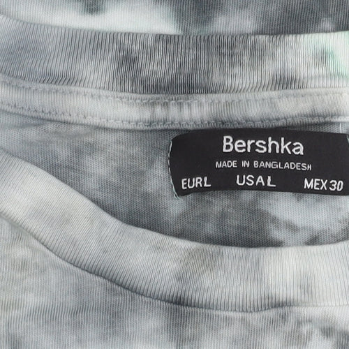 Bershka Women's Tie-Dye T-Shirt Green L