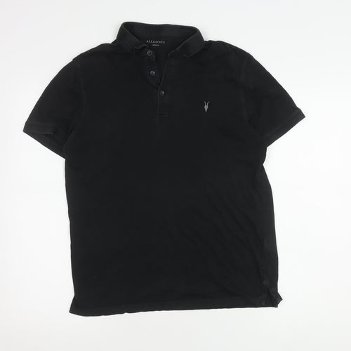 AllSaints Men's Black Medium Polo Shirt