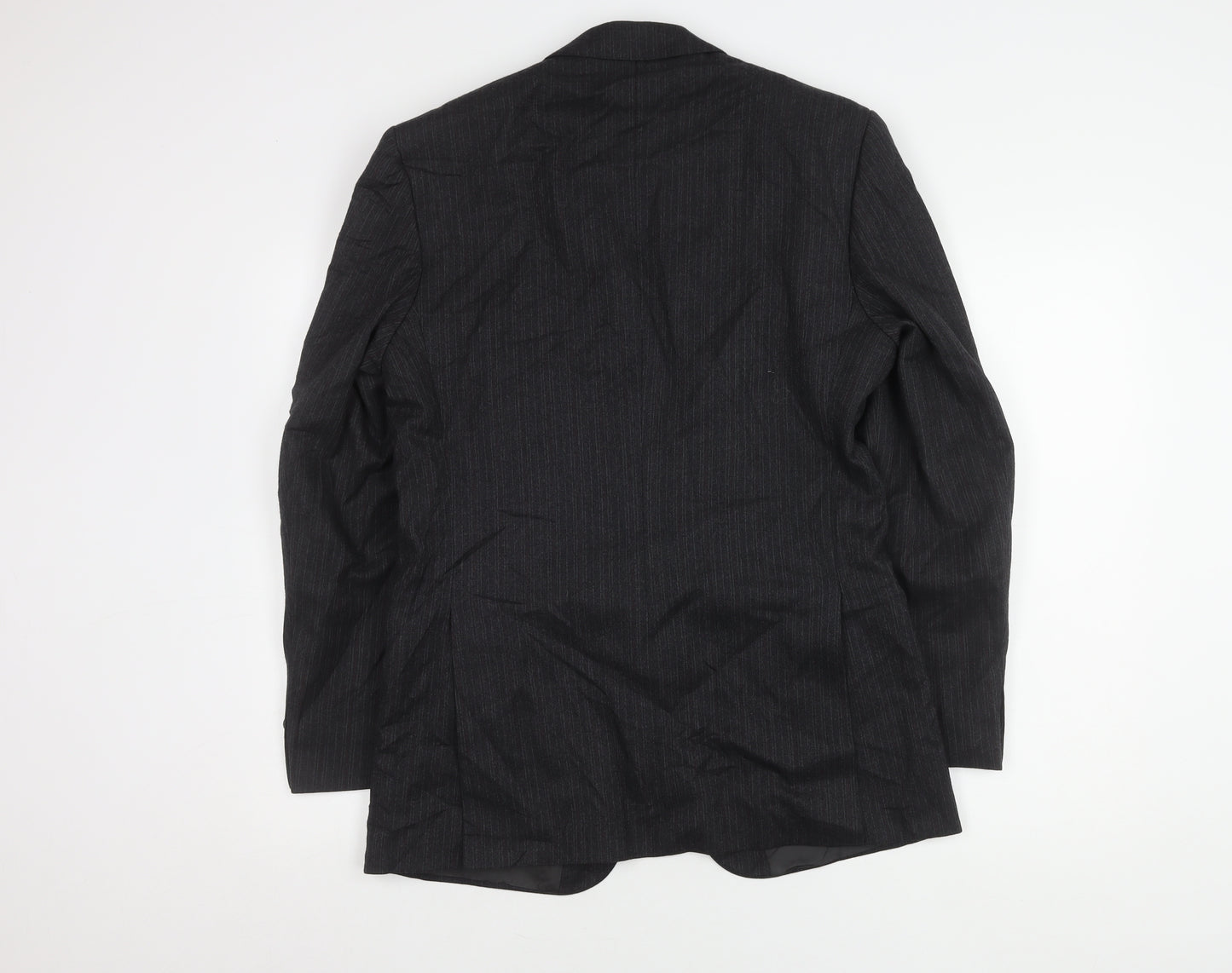 The Label Men's Grey Striped Wool Blazer - Regular Fit, 38R