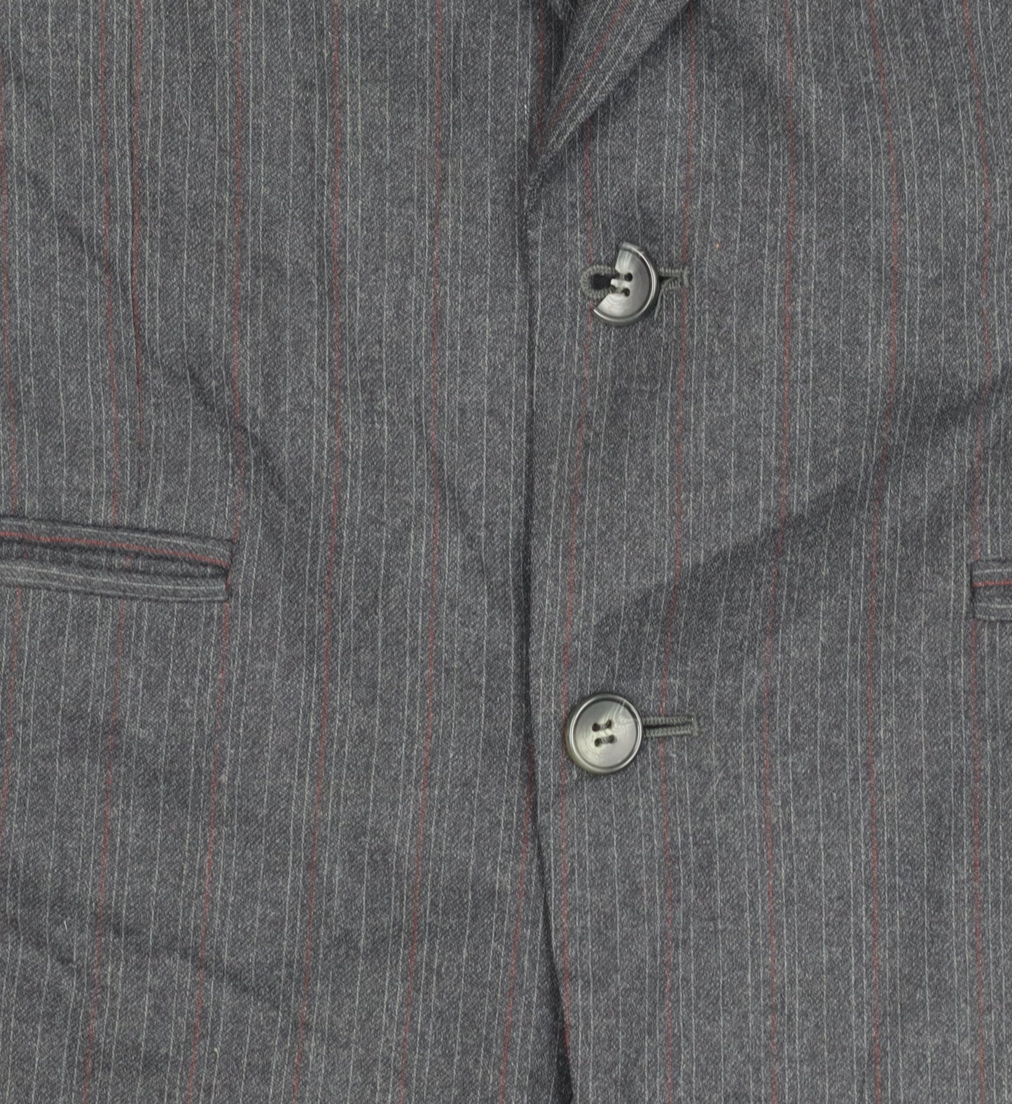 The Label Men's Grey Striped Wool Blazer - Regular Fit, 38R