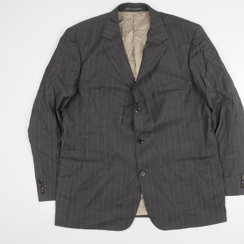 Hugo Boss Men's Grey Striped Suit Jacket 48