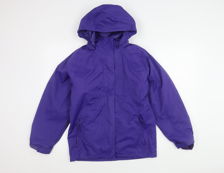 Higear Girls' Purple Rain Coat, 11-12 Years, Hooded, Lined