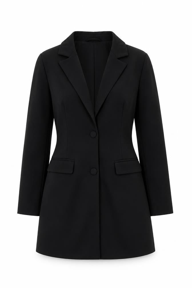 Front view of 4th & Reckless Women's Black Long Sleeve Belted Dress