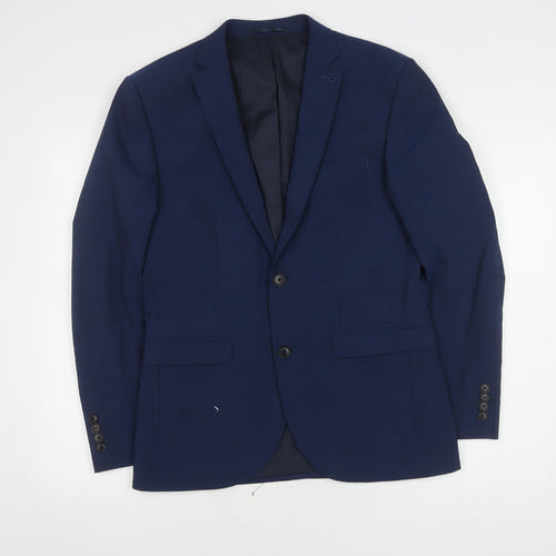 Next Men's Blue Wool-Blend Blazer Size 38S