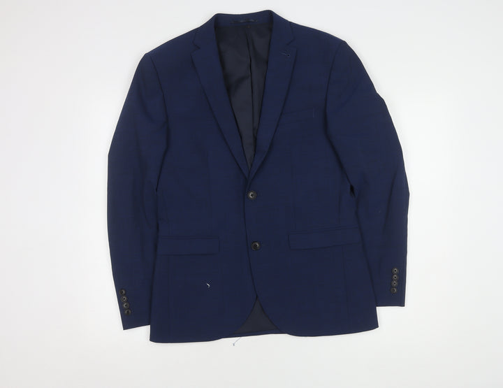 Next Men's Blue Wool-Blend Blazer Size 38S