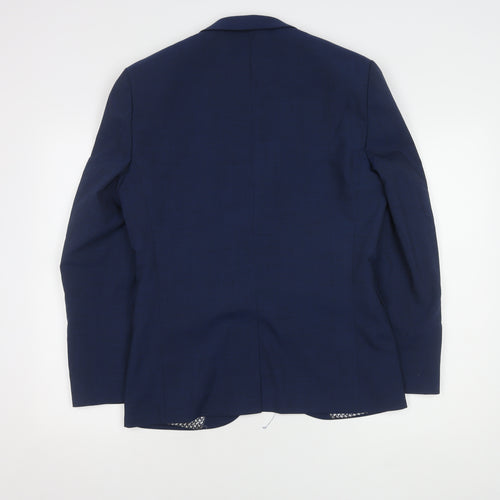 Next Men's Blue Wool-Blend Blazer Size 38S
