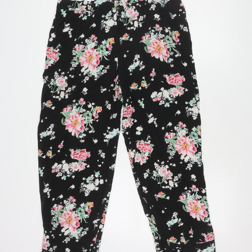 Marks and Spencer Women's Black Floral Trousers Size 14
