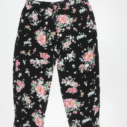 Marks and Spencer Women's Black Floral Trousers Size 14