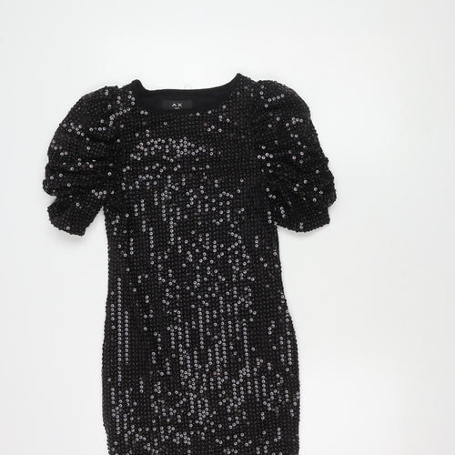 AX Paris Women's Black Sequin Mini Bodycon Dress Size 8