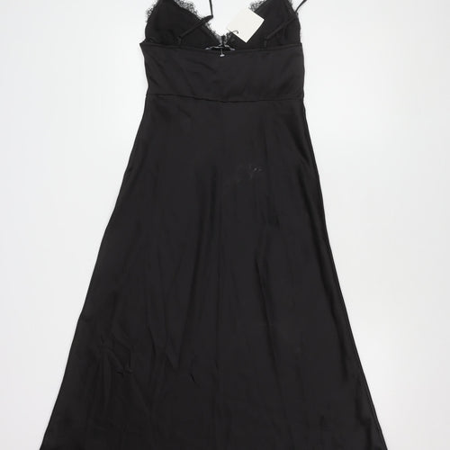 Zara Women's Black Slip Dress, Size S, V-Neck