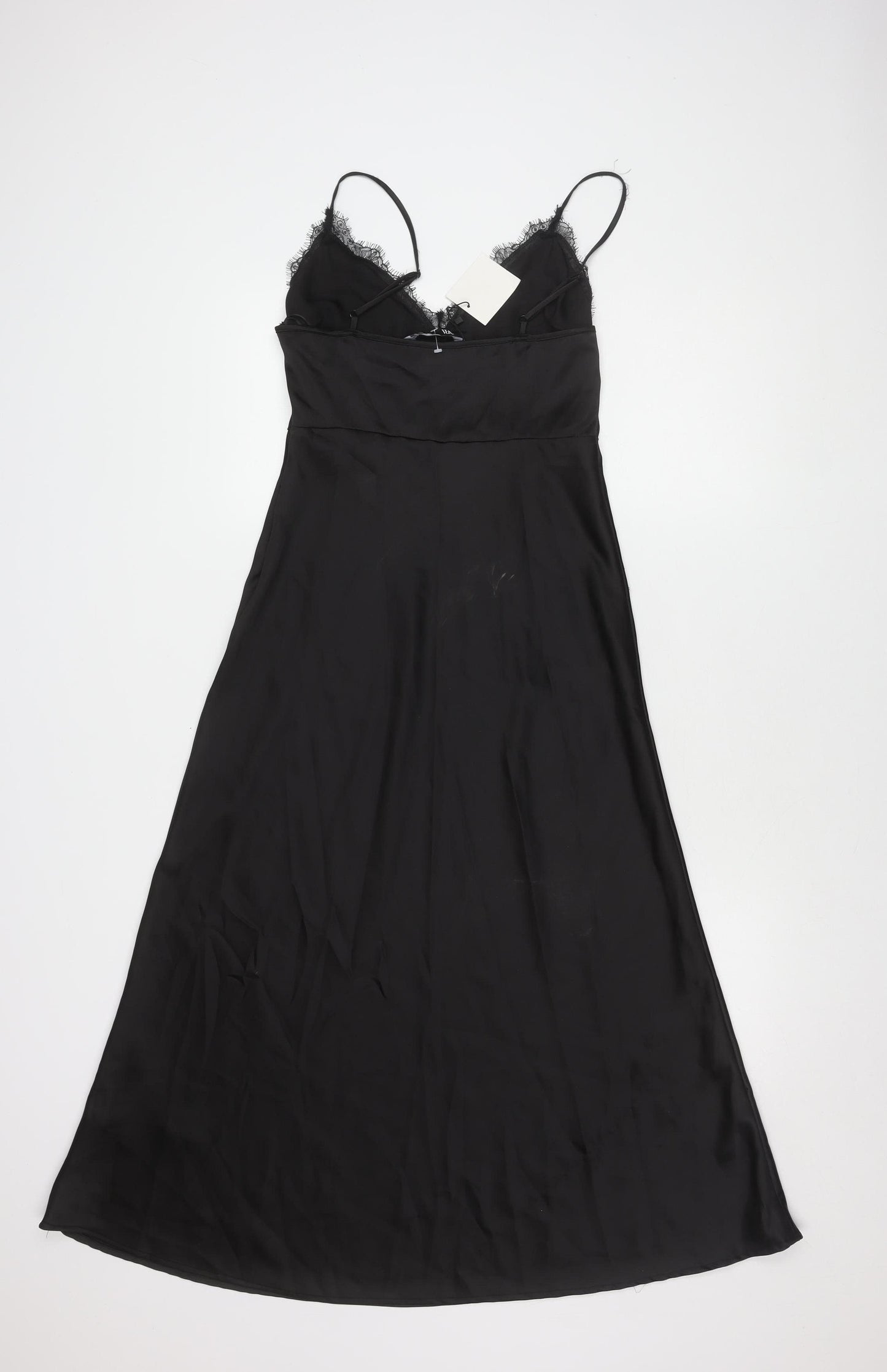 Zara Women's Black Slip Dress, Size S, V-Neck