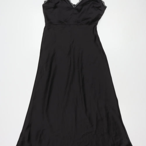 Zara Women's Black Slip Dress, Size S, V-Neck