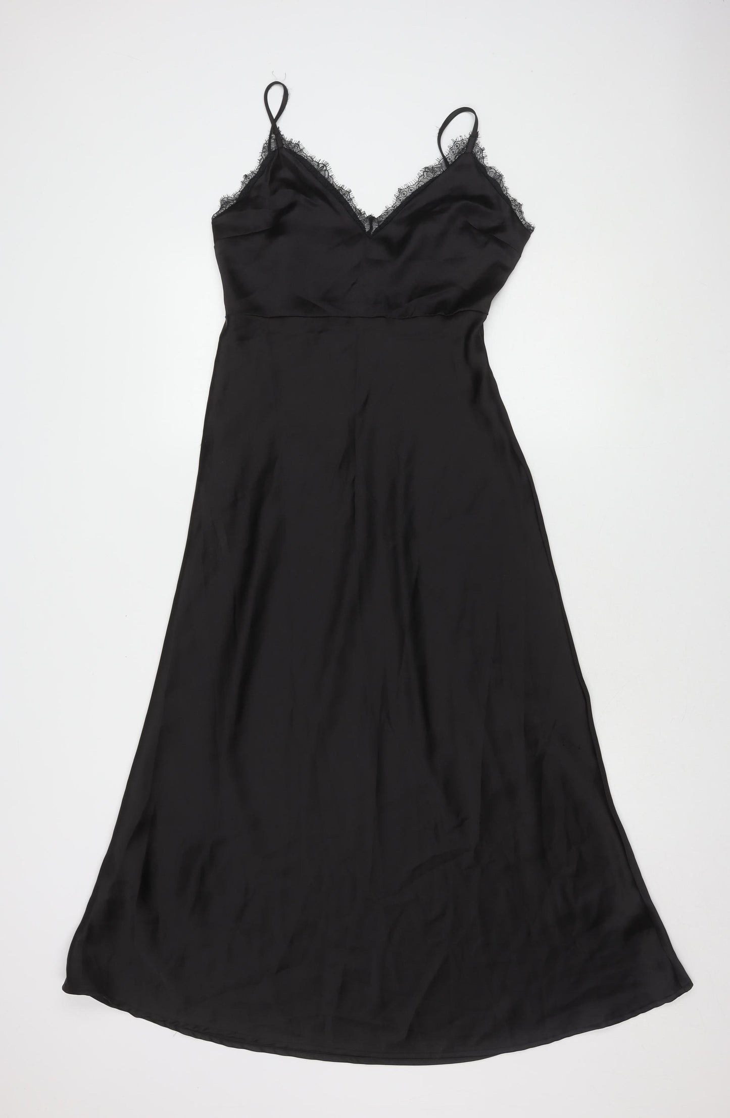 Zara Women's Black Slip Dress, Size S, V-Neck
