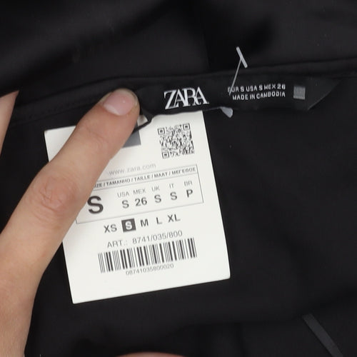 Zara Women's Black Slip Dress, Size S, V-Neck