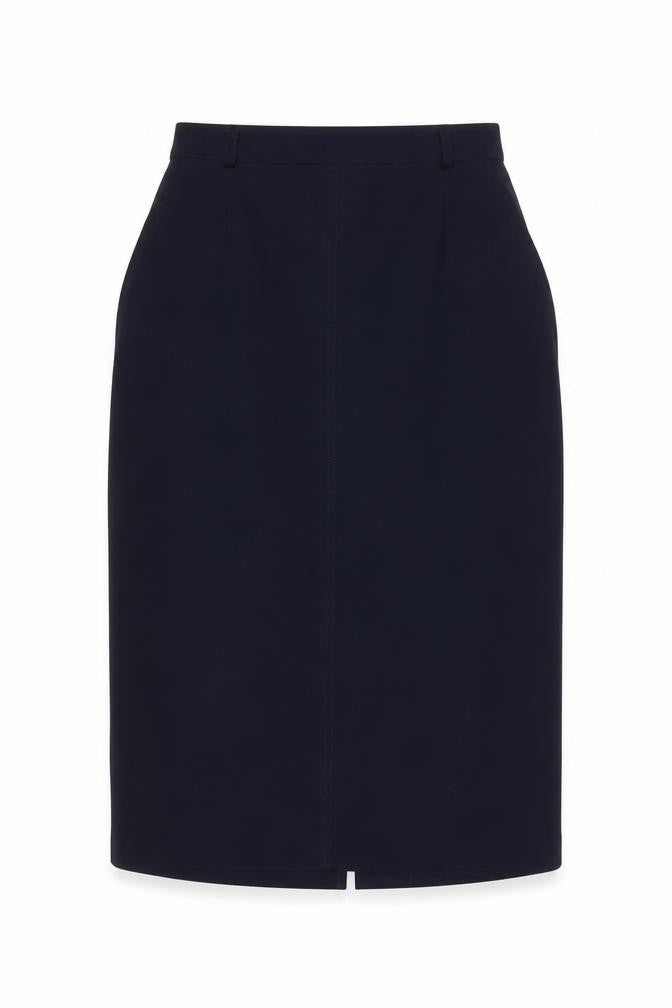 Front view of St Michael Women's Blue Pencil Skirt, size 12, Business
