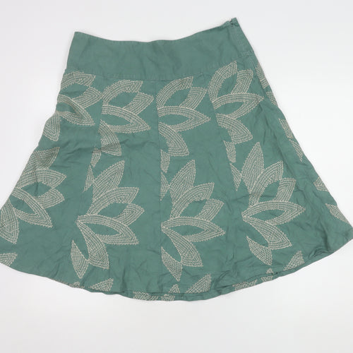 Monsoon Women's Green A-Line Embroidered Skirt Size 12