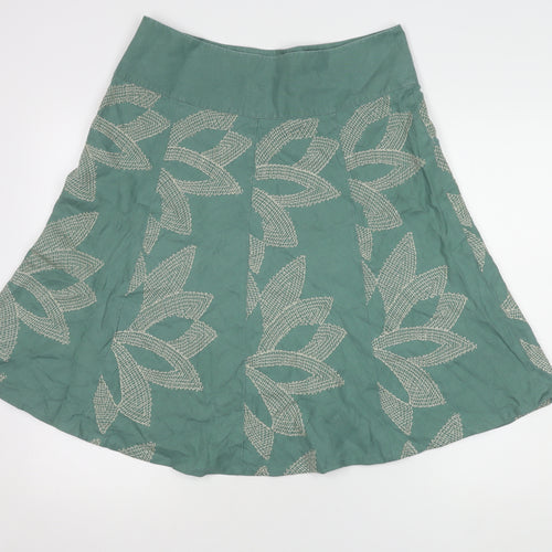 Monsoon Women's Green A-Line Embroidered Skirt Size 12