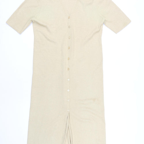 Platinum Women's Beige V-Neck Cardigan M