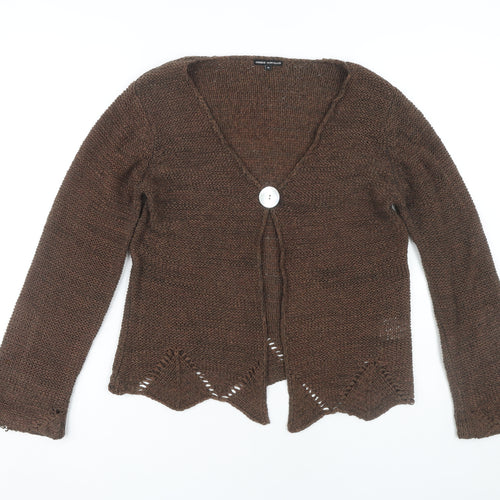 Debbie Morgan Brown Open-Knit Cardigan Women M
