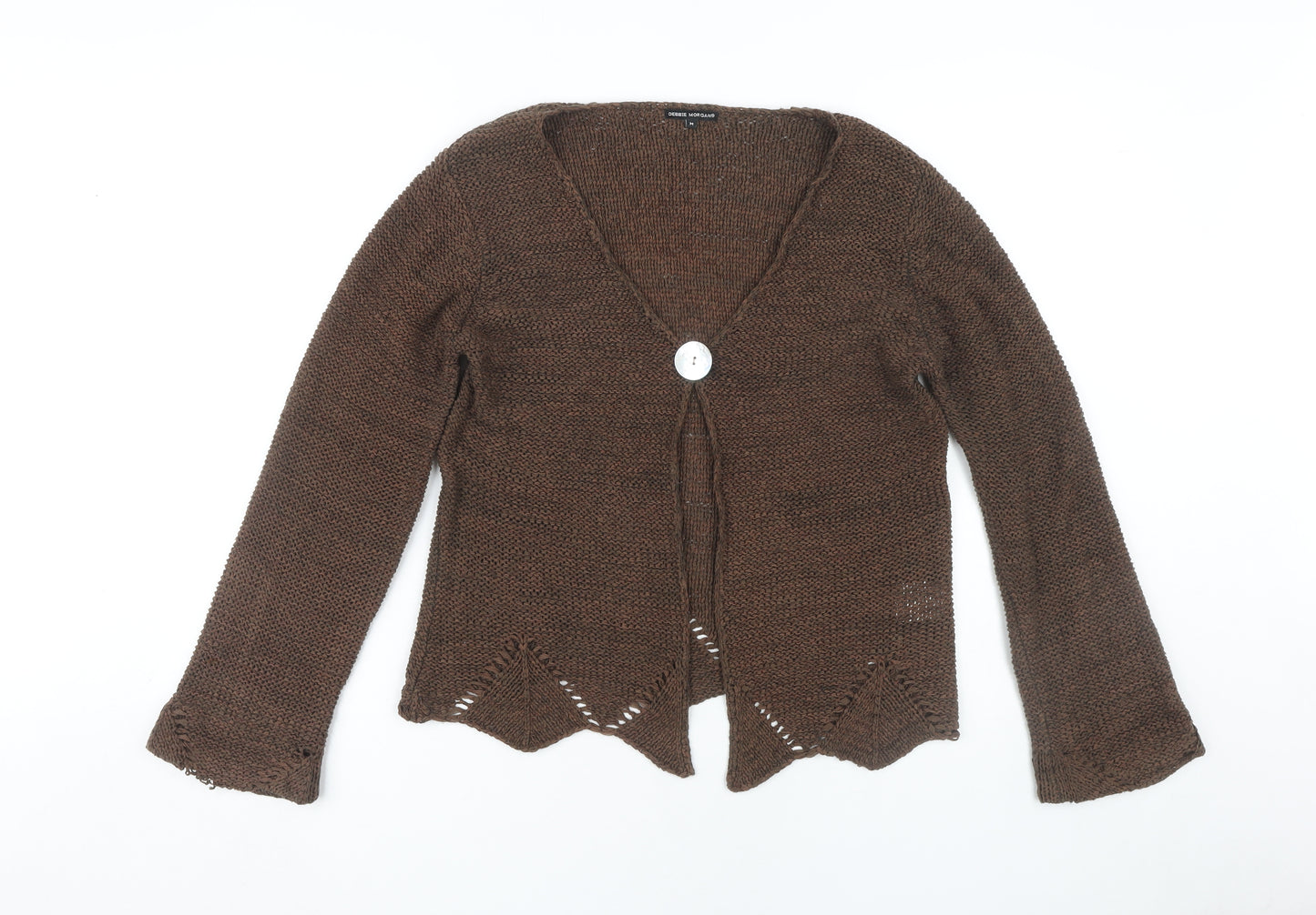 Debbie Morgan Brown Open-Knit Cardigan Women M
